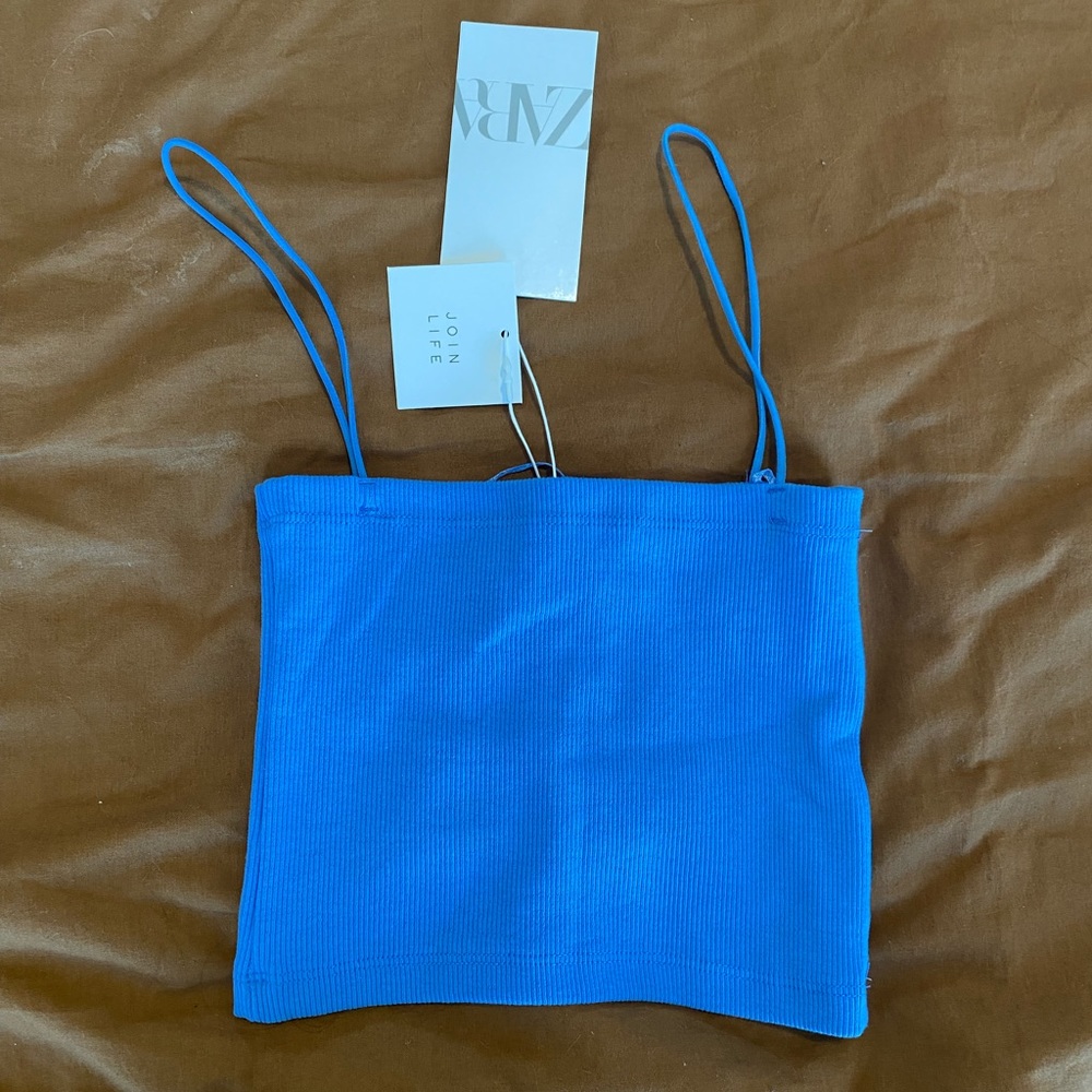 BNWT zara blue crop tank (free w/ bundle!!)